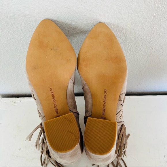 Rebecca Minkoff Ilan Suede Fringe Nude Tan Bootie 8.5 - Picture 11 of 11